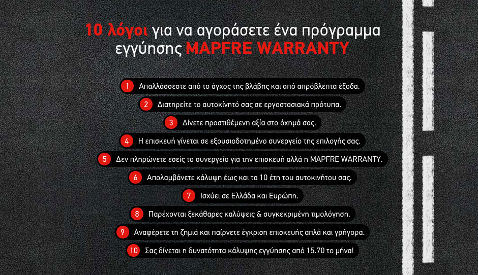 10 λόγοι για να αγοράσετε ένα προγράμματα εγγύησης MAPFRE WARRANTY 