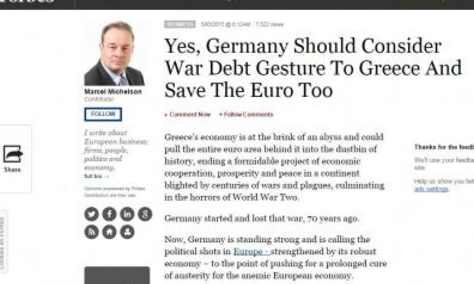 Forbes: Η Γερμανία πρέπει να κάνει κίνηση για τις πολεμικές επανορθώσεις