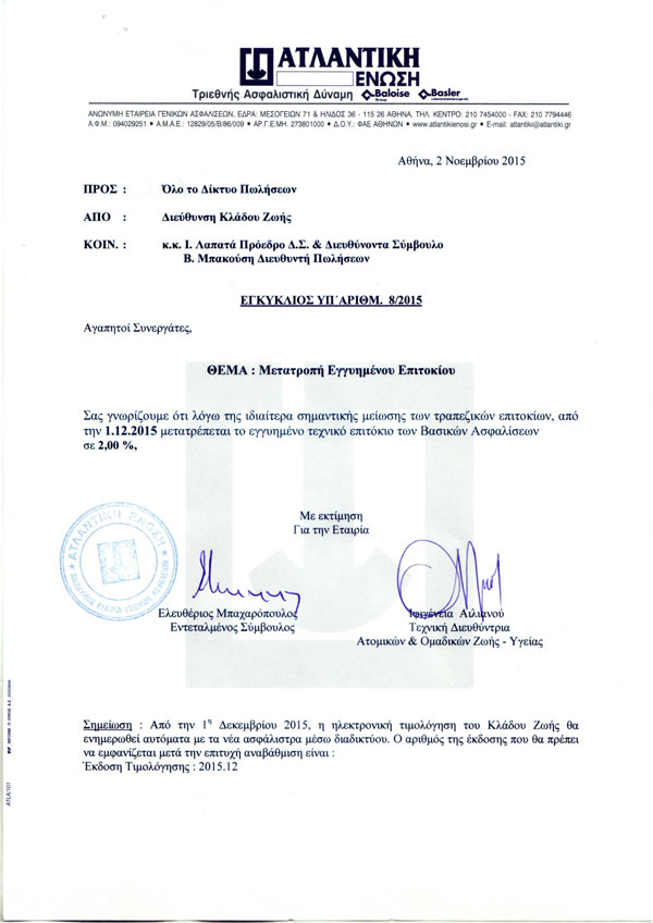 Ατλαντική Ένωση: Μετατροπή εγγυημένου επιτοκίου