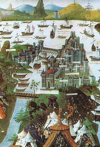 Η τελευταία πολιορκία της Κωνσταντινούπολης (γαλλική μινιατούρα, 15ος αιώνας)