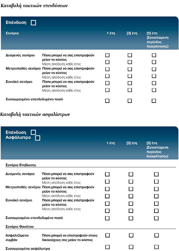 Καταβολή τακτικών επενδύσεων και/ή ασφαλίστρων