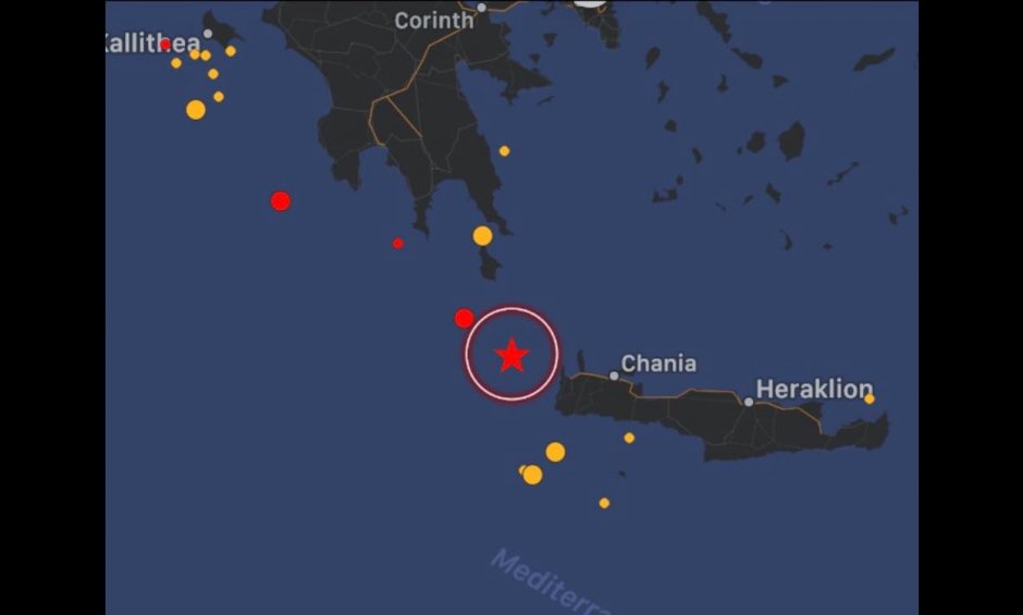 Σεισμός 5.7 ρίχτερ μεταξύ Κηθύρων και Κρήτης
