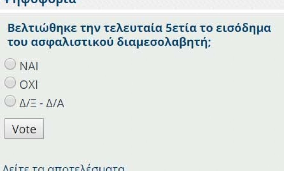 Νέα ψηφοφορία στο nextdeal.gr: Βελτιώθηκε την τελευταία 5ετία το εισόδημα του ασφαλιστικού διαμεσολαβητή;