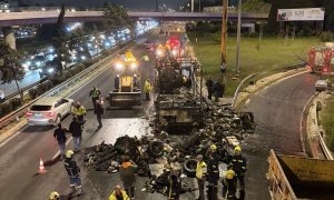 Κυκλοφοριακό χάος στον Κηφισό – Φωτιά σε φορτηγό στο ύψος Αχαρνών