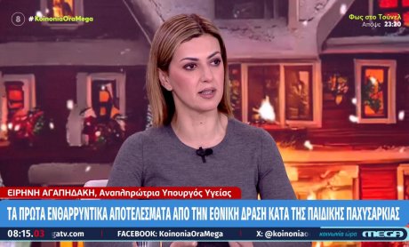 Ειρήνη Αγαπηδάκη: Θεαματικά τα πρώτα αποτελέσματα της Εθνικής Δράσης κατά της Παιδικής Παχυσαρκίας
