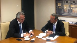Συνάντηση του Χρήστου Σταϊκούρα με τον Κωνσταντίνο Μίχαλο ενόψει ΔΕΘ