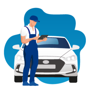 man beside a car for service