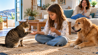 Sunlit Family Moment with Pets.png