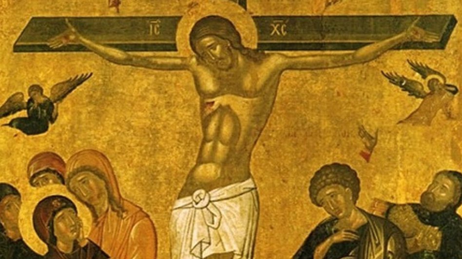 Σήμερον κρεμάται επί ξύλου, ο εν ύδασι τη γη κρεμάσας