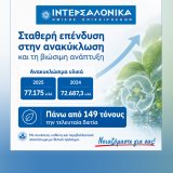 Η ΙΝΤΕΡΣΑΛΟΝΙΚΑ επενδύει σταθερά στην ανακύκλωση και τη βιώσιμη ανάπτυξη
